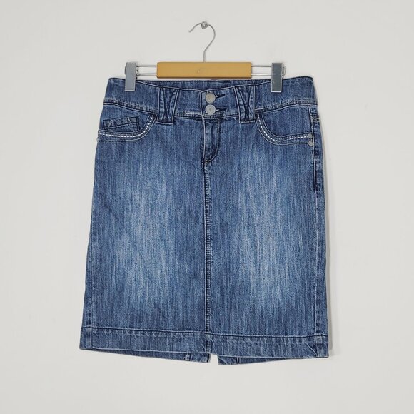 Insider Womens Blue Cotton Pockets Premium Denim Summer Knee Length Skirt Size 5 - Picture 1 of 14